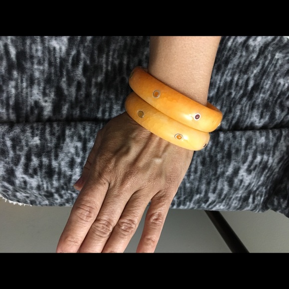 Orange Chalcedony Natural Gem Stone Bangle - Picture 11 of 11